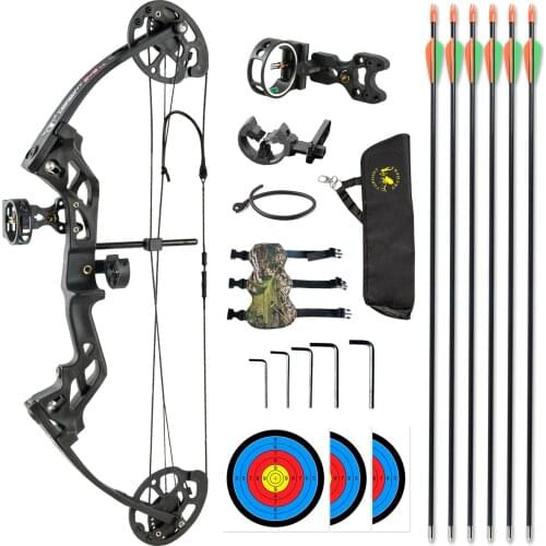 TOPOINT ARCHERY M3 composite bow set for beginners junior childrens bow 17-27 inches, 10-30 lbs adjustable, 260fps IBO