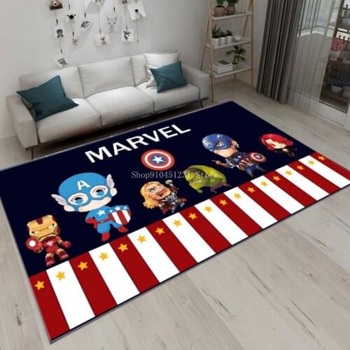 Disney The Avenger Captain America Spider-Man Iron Man Rug Children Bedroom Decoration Baby Crawling Mat Living Room Carpet
