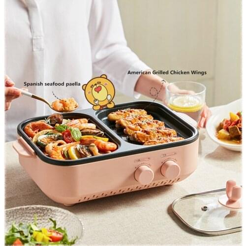 Bear Multi-function Cooking Pot Roast Electric Grill Household Electric Grill Pan Mini Electric Hot Pot Shabu-bake One Pot