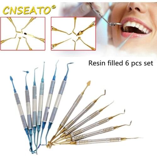 CNSEATO 6Pcs Dental Composite Resin Filling Tools Aesthetic Restoration Set Spatula Filler Instrument