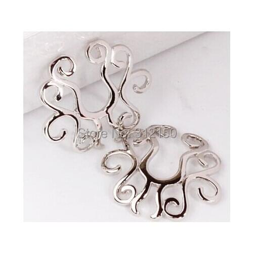 2Piece 2016 New Flower Shaped Fake Nipple Rings SILVER CIRCLE STAINLESS STEEL CLIP ON NON PIERCING NIPPLE SHIELD RINGS