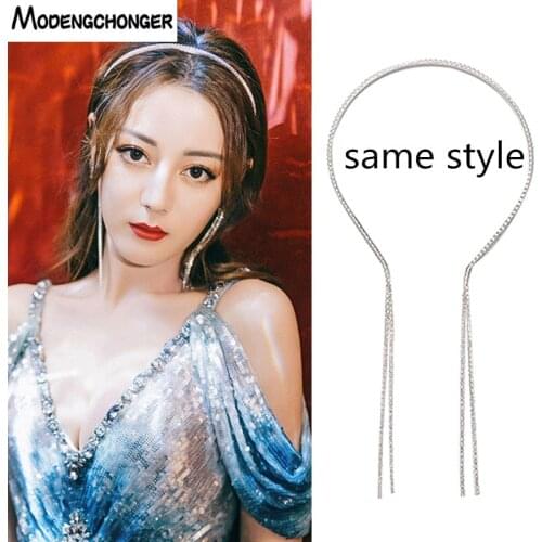 New Fashion Crystal Hair Band For Woman Bezel Girl Headband Hair Accessories Bride Tassel Steel Ring Hair Hoop Baroque Headwear