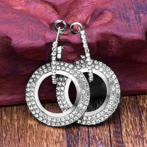 New design high-grade elegant crystal drop earrings round dangle earrings wedding party earrings for women