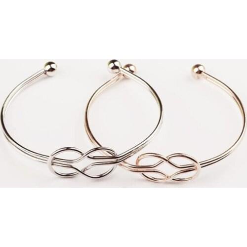 New minimalist punk vintage bijoux knot open metal bangle bracelet for woman jewelry gift cheap wholesale factory direct sales