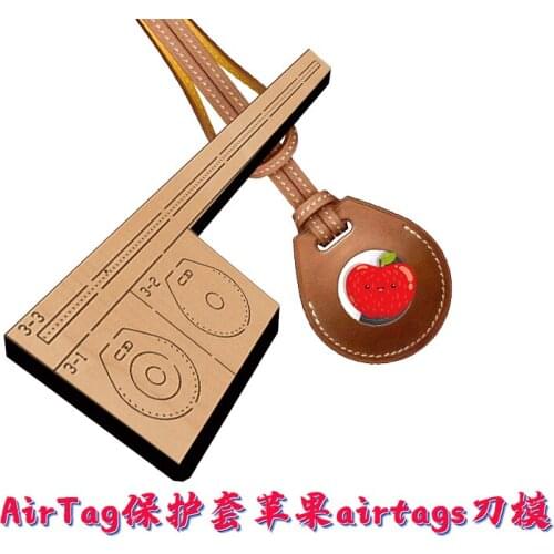 New Japan Steel Blade Wooden Metal Die Leather Protective Case For Airtag Cover Keychain Locator Tracker Case For Apple airtags