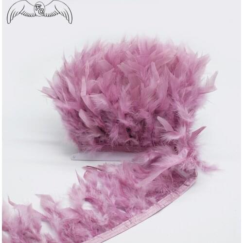 Wholesale 5-10meters Leather Pink Turkey Feather Trim Fringe Marabou Feather Ribbon For Wedding Dress/Skirt/DIY Craft Decoration