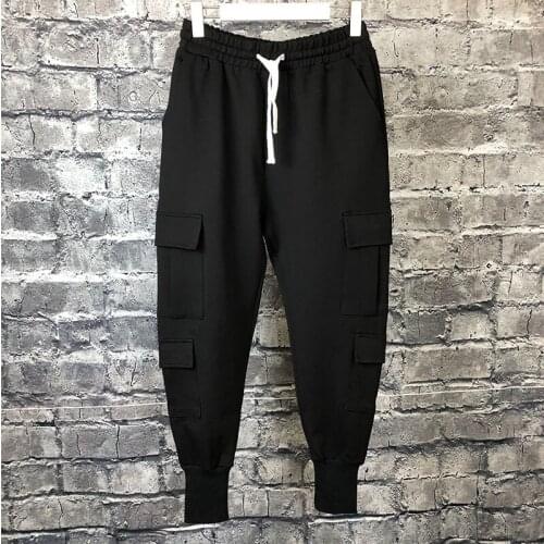Autumn and winter new style personality slim multi-pocket trendy mens overalls trendy stretch harem pants casual foot pants bre
