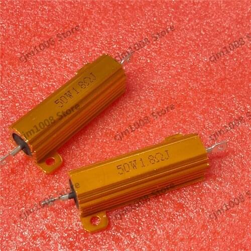 RX24-50W 1.8R 1.8RJ Power Metal Shell Case Gold Aluminium Case Wirewound Resistor 50W 1.8ohm 5% Automobile LED lamp resistors