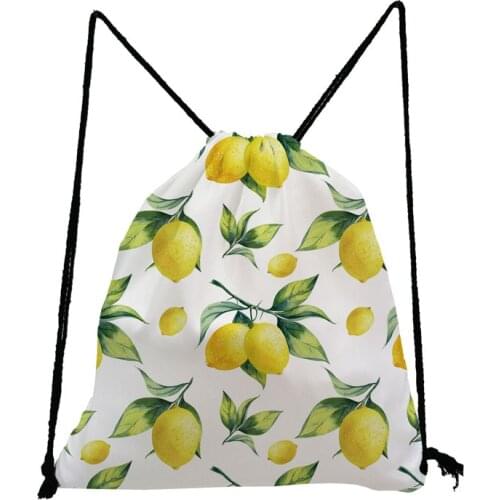 Fruit Backpack Lemon Print Teenager Drawstring Bag Fashion Lady Storage Bags Portable Child Cute Small School Bag Dropshipping
