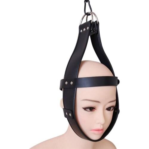 Adult Games Slave Restraints Head Bondage Hanging Belt Leather Hood Erotic Toys BDSM Women Sex Tools For Couples Fetish