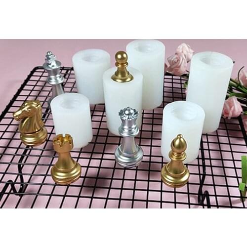SHENHONG 6 Type International Chess Fondant Silicone Cake Mold Baking Tool Resin Mould King Queen Bishop Knight Polymer Clay Pan