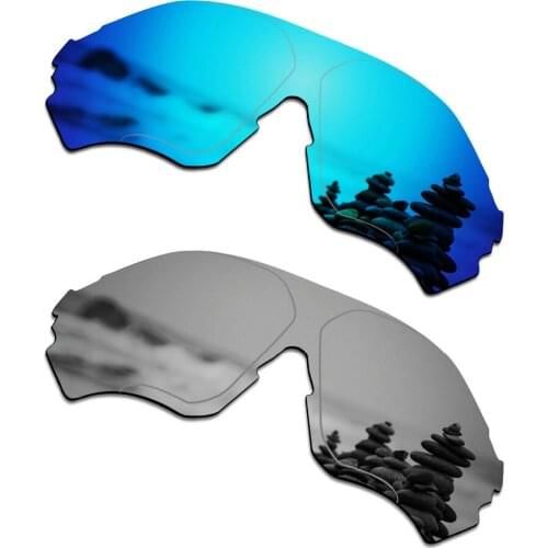 SmartVLT 2 Pieces Polarized Sunglasses Replacement Lenses for Oakley EVZero Range Ice Blue and Silver Titanium