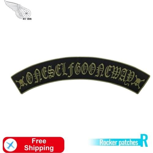 Oneself Go One Way Motorcycle BIker Rocker Club Embroidery Iron on Patch for Clothing Large Size MC Accessories Garment Jacket