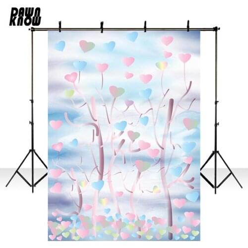 DAWNKNOW Cartoon Heart Vinyl Photography Background Wedding Newborn Photo Shoot Backdrop Photocall Photo Studio lv1503