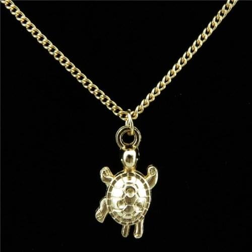 GLOWCAT Q21A34 KC Light Gold Alloy Women Ocean Beach 22mm Swim Turtle Tortoise Pendant Collar Choker Necklace 18"