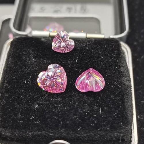 High Quality Heart Shape Pink Moissanite Loose Stone Bead Luxury Jewelry DIY Material 5mm for Rings or Earrings