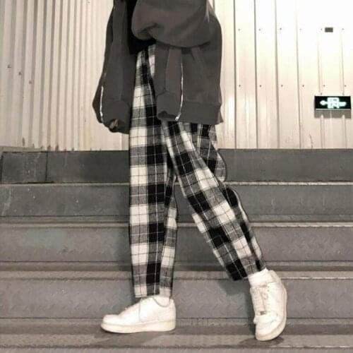 Yezw Women's Plaid Trousers
