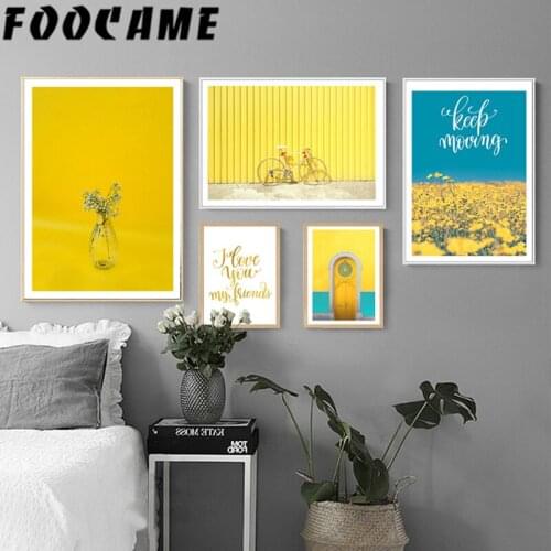 Yellow Daisy Flower Bike Vintage Posters and Prints Wall Art Canvas Modern Minimalism Nordic Painting Living Room Decor Pictures