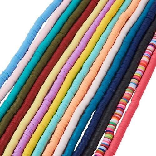 Pandahall 1Strand Flat Round Polymer Clay Bead Spacers 4 5 6 8mm for Jewelry Making DIY Environmental Handmade Hole:1~2mm17.7"