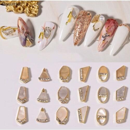 10pcs/lot, 3d Nail Art Irregular Shapes Alloy With Ambers Rhinestones For Nail Tips Decorations