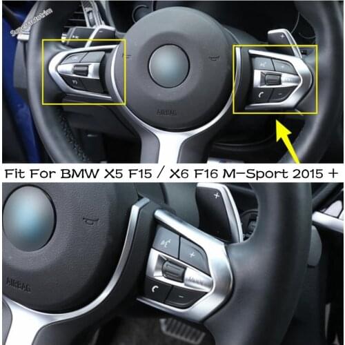Lapetus ABS Interior Accessories For BMW X5 F15 / X6 F16 M-Sport 2015 - 2018 Front Steering Wheel Cover Interior Trim 2 Pcs