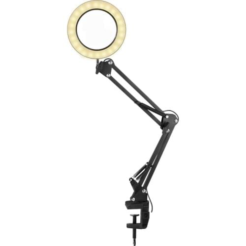 2021 NEW Lighting LED Magnifying Glass Desk Lamp with Clamp Hands USB-powered LED Lamp Magnifier with 3 Modes Dimmable
