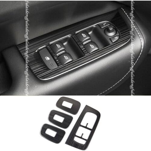 4pcs For Volvo S60 2020-2021 Silver/Black titanium Interior Car window switch panel cover Trim Car Accessories