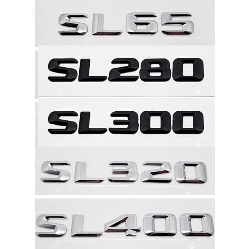 Car Badge for Mercedes-Benz SL65 SL280 SL300 SL320 Benz SL Class W210 W213 WW140 AMG Chrome Stickers Rear Trunk Decal Decortaion