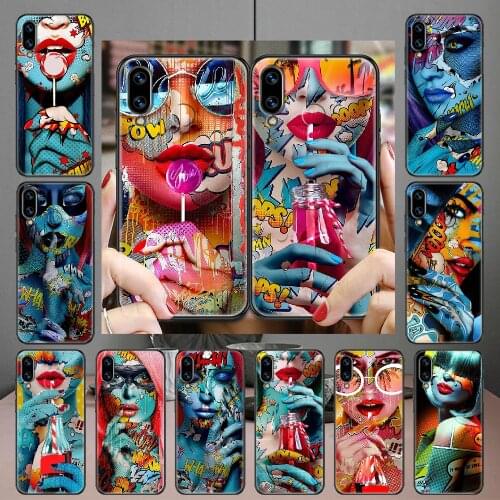 Painting Graffiti Doodle Girl face Phone case For Huawei Honor 6 7 8 9 10 10i 20 A C X Lite Pro Play black soft hoesjes silicone