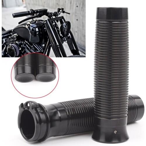 Black Aluminum Handlebar Grips Hand Grips For Harley 883R Sportster Street Bob Low Rider Dyna Chopper Bobber W/ 1" Handlebar