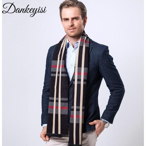 DANKEYISI Brand Winter Scarf Men Warm Scarves Plaid Bandana Blanket Scarf Fashion Long Male Shawls Bussiness Casual Scarves