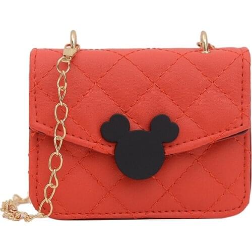 Disney New Mickey Mouse Womens Shoulder Bag Minnie Modeling Fashion Metal Chain Messenger Bag 5 Colors Mini Satchel Girls Gifts