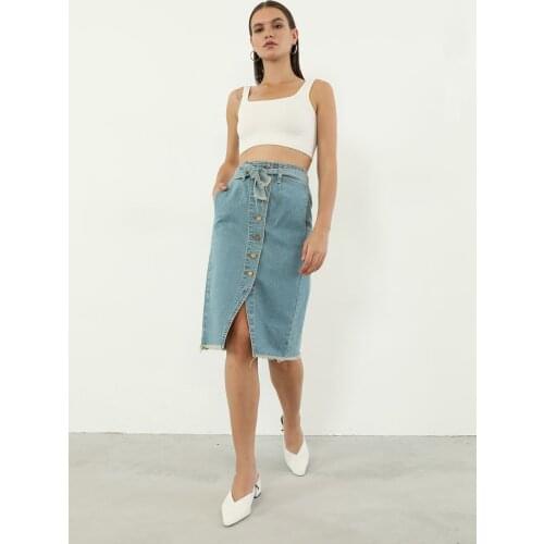 Belted Jean Skirt Summer Woman Midi Skirts Women Clothes Fashion Cute Kawaii Skirts For Girls Ladies Streetwear Sexy