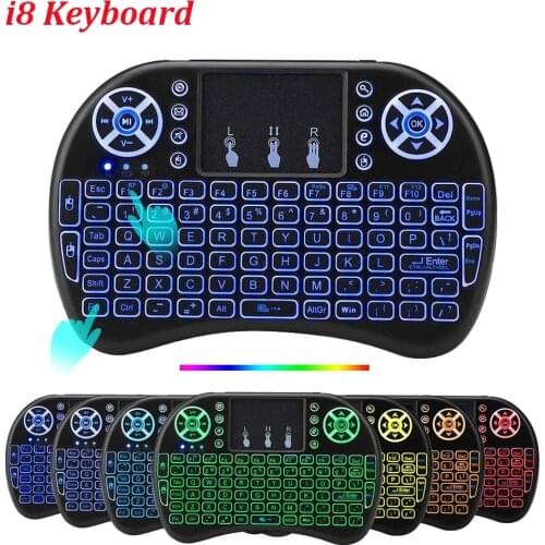 I8 Mini Keyboard Backlit Russain English Version Air Mouse 2.4GHz Wireless Keyboard Touchpad Handheld for Laptop Android TV BOX