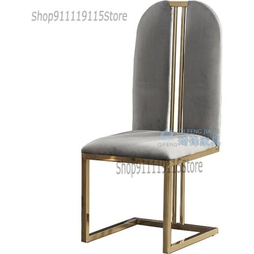 Customized Light Luxury Stainless Steel Dining Chair Golden Harbor High Back Chair Hotel Club Banquet Hall Modern Simple Cloth D