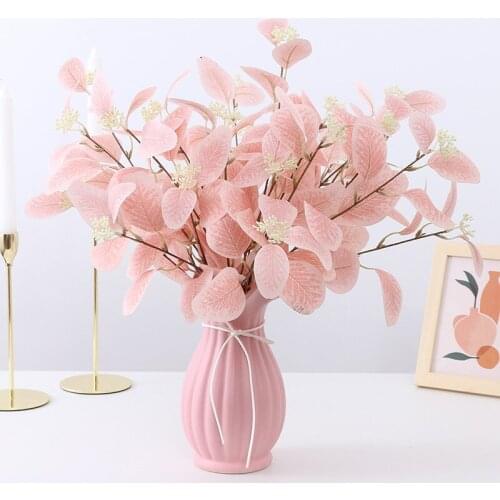Artificial Plant Eucalyptus Leaves Plastic Plants Fake Eucalyptus Leaves DIY Home Wedding Party Decoration 54cm long