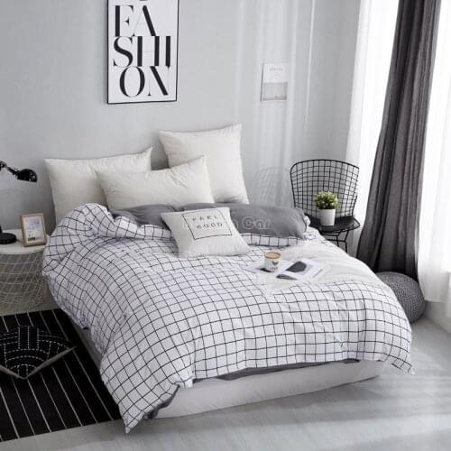 JU 15 White Plaid Duvet Cover with Zipper 1 Piece Modern Comforter/Quilt/Blanket Case for Adult Kids Twin Full Queen King