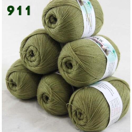 Lot of 6 Skeins Fine Lace Soft Wool Acrylic Cashmere Yarn Knittin Bramble Berry Moss green 238-9011-6