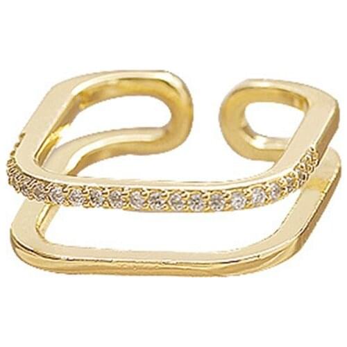 Small Square Ring Female Ins Niche Fashion Personality Simple Temperament Opening Ring Birthday Gift