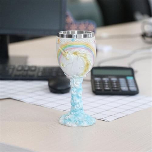 Stainless Steel Mug Goblet 3D Unicorn Coffee Beer Tankard Mugs Wine Glass Cup Birthday Halloween Gift Bar Drinking Utensils