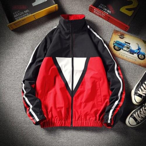 Spring Autumn Jackets Men Casual Stripe Streetwear Windbreaker Coats Couple Outerwear School Uniform