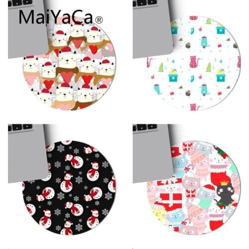MaiYaca Cute cat merry christmas seamless Gaming round Mousemats gaming Mouse pad For PC Laptop Notebook 20x20cm gamer desk pad