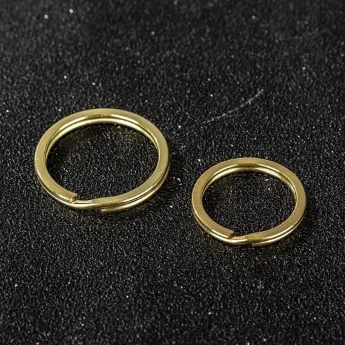 10pcs/lot Gold Color Copper Key Chain 25mm 30mm Brass Flat Key Holder Split Rings Keyring Keyfob Connectors DIY Jewelry Findings