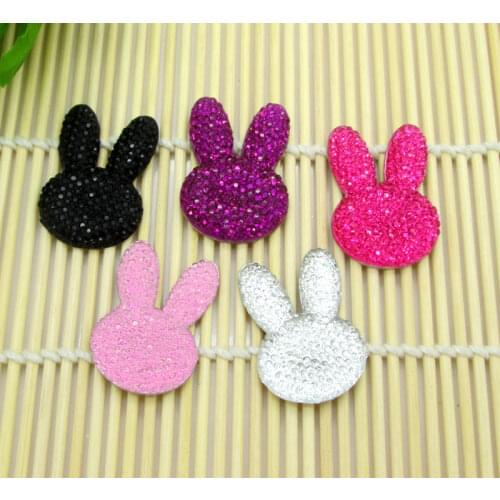 30Pcs Mixed Cute Rabbit Head Bling Shiny Resin Decoration Crafts Bead Flatback Cabochon Scrapbook DIY Embellishments Accessories