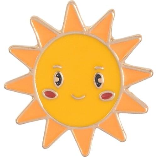 Cartoon Sun Moon Cloud Rainbow Enamel Brooch Pin Bag Collar Lapel Badge Jewelry