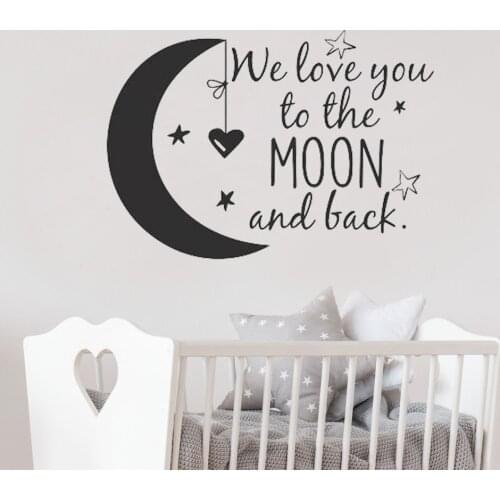We Love You To The Moon And Back Wall Decal Nursery Quotes Moon and Stars Wall Sticker Children Room Decor Ideas Kids Rooms G90