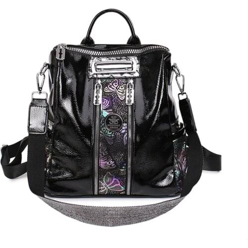 2021 New Womens Backpack Colorful Butterfly Printing Mochila Soft Leather Dual-use Sac A Dos School Travel Girls Bagpack