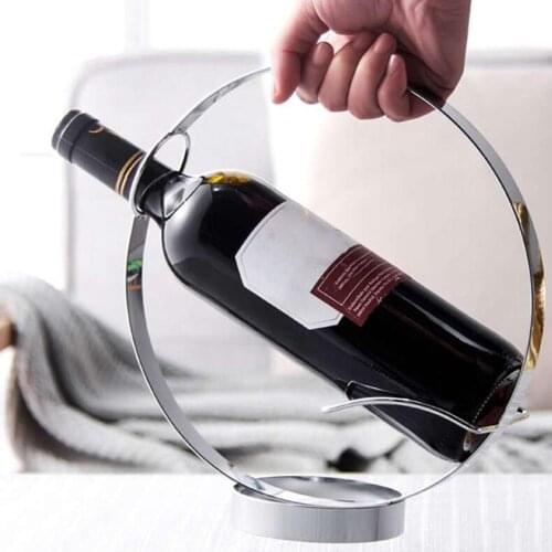 New Modern Hollow Circle Stainless Steel Wine Stand Restaurant Table Hanging Wine Glass Bottle Holder Rack Bracket Bar Accessori