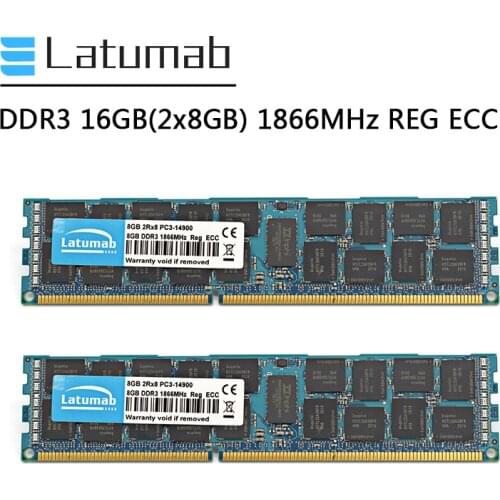 Latumab Memoria RAM DDR3 16G (2x8GB) 1866MHz Server Memory PC3-14900 240 Pins REG ECC DDR3 RAM Registered Memory Module