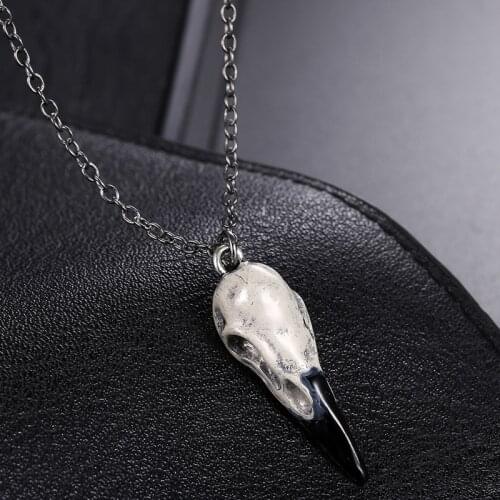 Vintage Gothic goth Punk viking 3D raven Crow skull Pendant Necklace for Men Women retro Collar collier wicca Neck Chain jewelry